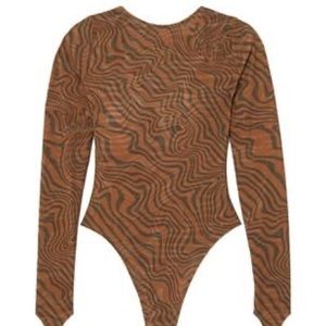 MAISIE WILEN Open-back printed stretch-jersey bodysuit